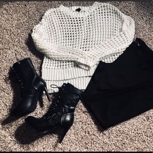 White EXPRESS crochet sweater